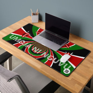 Mattes Schwarz Kenia Flagge Umoja ni Nguvu Elega Schreibtischunterlage