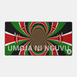 Mattes Schwarz Kenia Flagge Umoja ni Nguvu | Elega Schreibtischunterlage