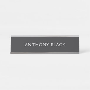 Mattes Schwarz Minimalistisches Einfaches Elegante Schreibtischnamensplakette