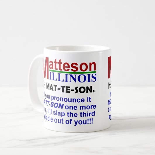 Matteson, Illinois Kaffeetasse (Vorderseite Links)