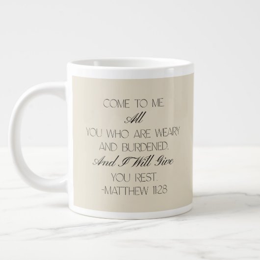 Matthäus 11:28 Hoffnung Bibelvers Tasse (Links)