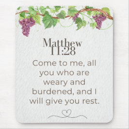 Matthäus 11:28 Kommt her zu mir Schrift | Rebenzwe Mousepad