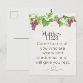 Matthäus 11:28 Kommt her zu mir Schrift | Rebenzwe Postkarte
