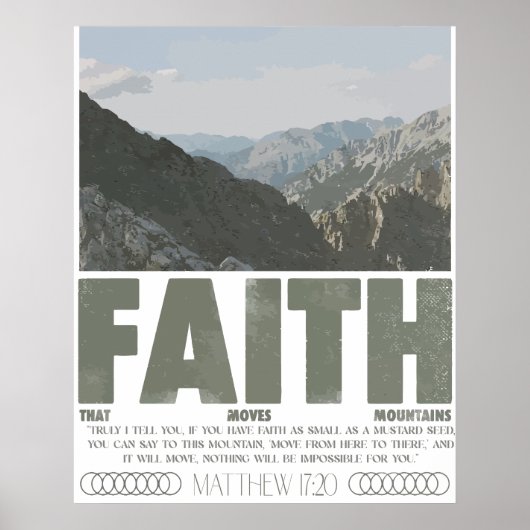 Matthäus 17:20 Glaube kann Berge versetzen Poster (Vorne)