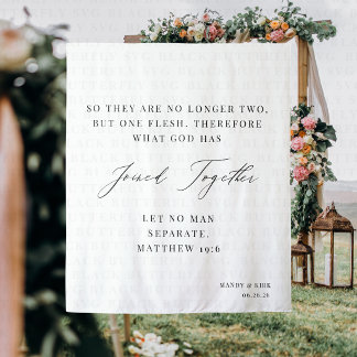 Matthäus 19:6 Hochzeitskulissen Minimalistisch Wandteppich