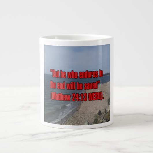 Matthäus 24:13 WEBU Mug Jumbo-Tasse (Vorderseite)