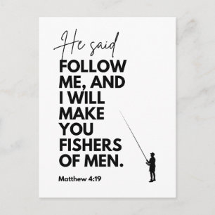 Matthäus 4:19 Fischer der Menschen Bibelvers Folge Postkarte