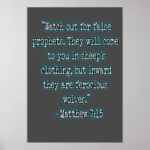 Matthäus 7:15 Hütet euch vor falschen Propheten Poster
