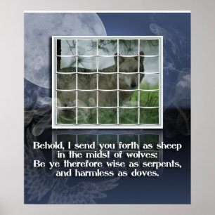 Matthew 10:16 BIBLE QUOTE SHEEP UNTER WOLVES Poster