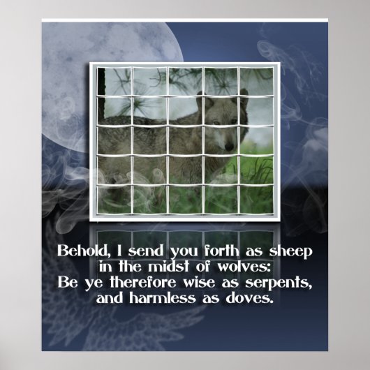 Matthew 10:16 BIBLE QUOTE SHEEP UNTER WOLVES Poster (Vorne)