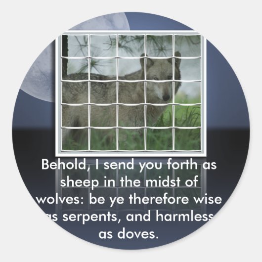 Matthew 10:16 BIBLE QUOTE SHEEP UNTER WOLVES Runder Aufkleber (Vorderseite)