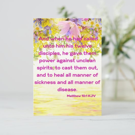 Matthew 10:1 KJV Bible Scripture Pic Greeting Karte (Stehend Vorderseite)