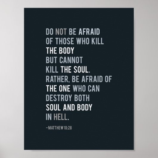 Matthew 10:28 Typografie der Christlichen Bibel Ve Poster (Vorne)
