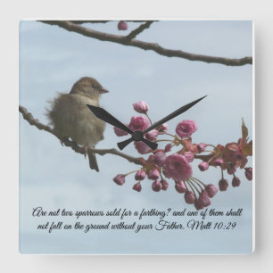 Matthew-10:29 Bibel-Vers-Wanduhr Quadratische Wanduhr