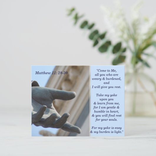 Matthew 11 28 30 Scripture Memory Card Postkarte (Stehend Vorderseite)