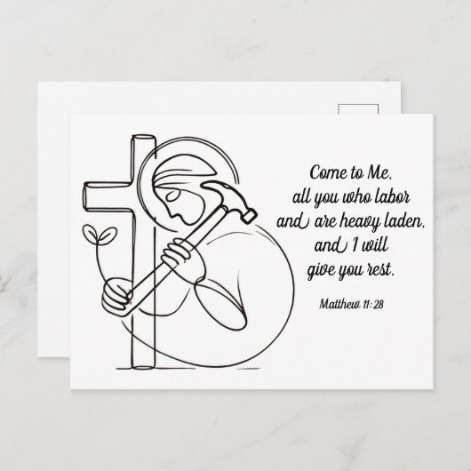 Matthew 11:28 All you Who Labor Scripture Postkarte (Vorne/Hinten)