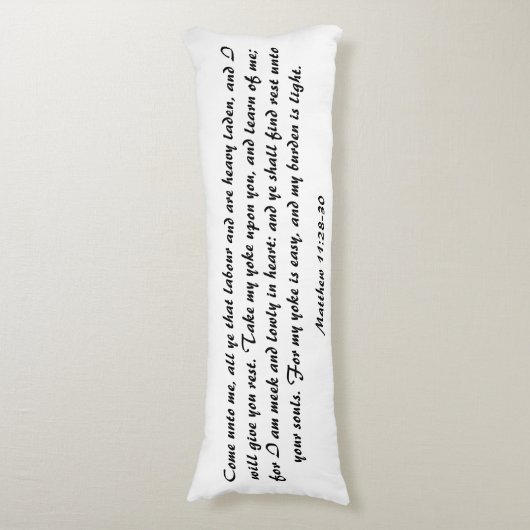 Matthew 11:28 Bibelschrift Verse Black & White Seitenschläferkissen (Vorderseite Vertikal)
