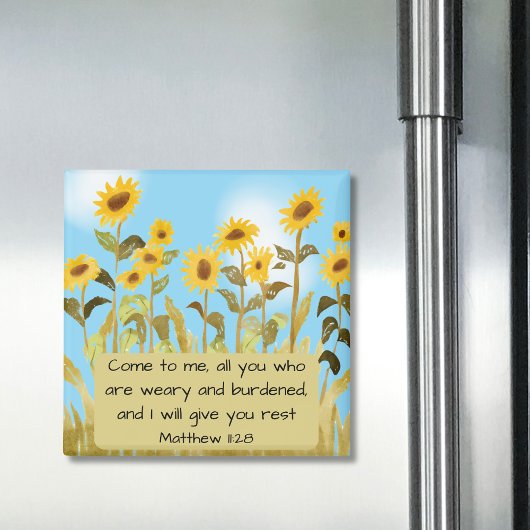 Matthew 11:28 Bibelvers Sonnenblume Magnet