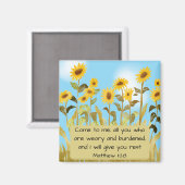 Matthew 11:28 Bible Verse Sunflower Magnet (Vorderseite/Rückseite)