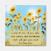 Matthew 11:28 Bible Verse Sunflower Magnet (Vorne)