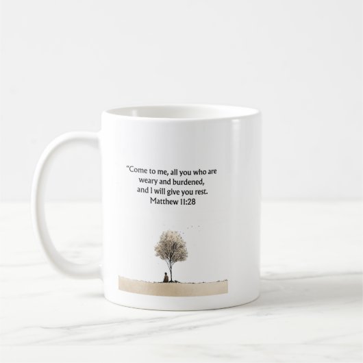 Matthew 11:28 Christlicher Becher | Ermutigungsges Kaffeetasse (Links)