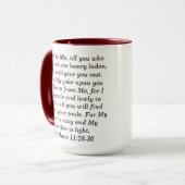 Matthew 11:28 Custom Scripture Two-Tone Coffee Tas Tasse (Vorderseite Links)