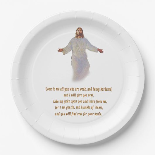 Matthew 11:28 Geschenke Pappteller (Vorderseite)