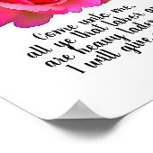 Matthew 11:28 Ich gebe Ihnen Erholung Bibel Zitat Poster (Ecke)