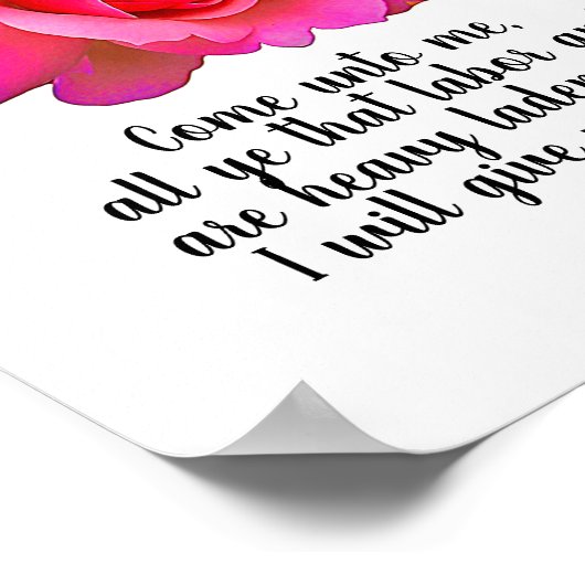 Matthew 11:28 Ich gebe Ihnen Erholung Bibel Zitat Poster (Ecke)