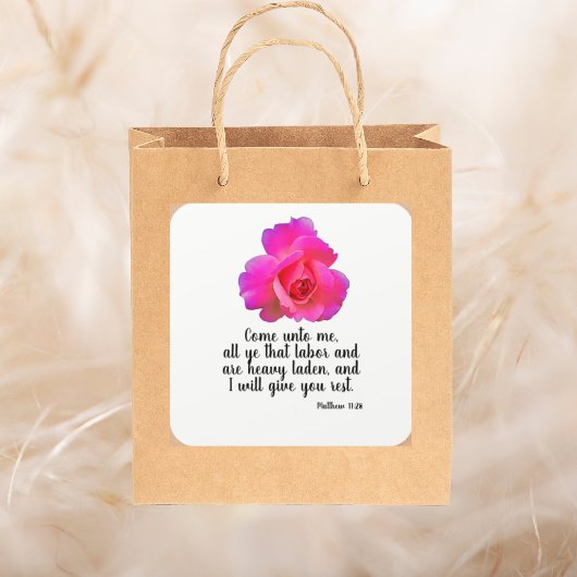 Matthew 11:28 Ich gebe Ihnen Erholung Bibel Zitat Quadratischer Aufkleber