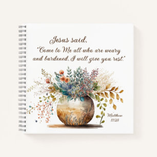 Matthew 11:28 Jesus sagte, Komm zu mir Bibel Verse Notizblock