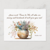 Matthew 11:28 Jesus sagte, Komm zu mir Bibel Verse Postkarte (Vorderseite)