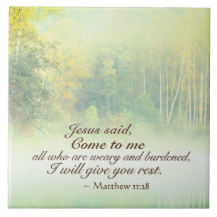 Matthew 11:28 Komm zu mir, ich werde dir Erholung  Fliese