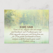 Matthew 11:28 Komm zu mir, ich werde dir Erholung  Postkarte (Vorderseite)
