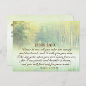 Matthew 11:28 Komm zu mir, ich werde dir Erholung  Postkarte (Vorne/Hinten)