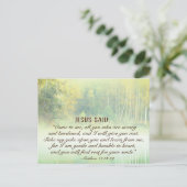 Matthew 11:28 Komm zu mir, ich werde dir Erholung  Postkarte (Stehend Vorderseite)