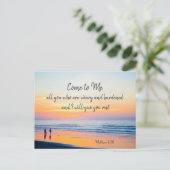 Matthew 11:28 Kommt zu mir alle, die leide Bibel s Postkarte (Stehend Vorderseite)