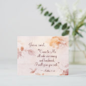 Matthew 11:28 Kommt zu mir alle, die müde sind, fl Postkarte (Stehend Vorderseite)