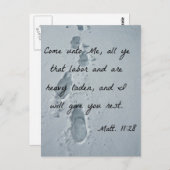 Matthew 11:28 kommt zu mir, alles ihr, das ihr arb postkarte (Vorne/Hinten)