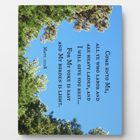 Matthew 11:28 Kommt zu mir, ihr alle, die ihr arbe Fotoplatte (Vorderseite)