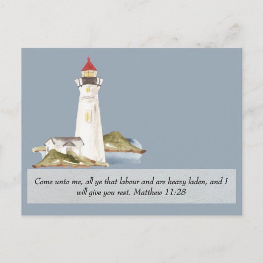 Matthew 11:28 Leuchtturm bald gut Postkarte (Vorderseite)