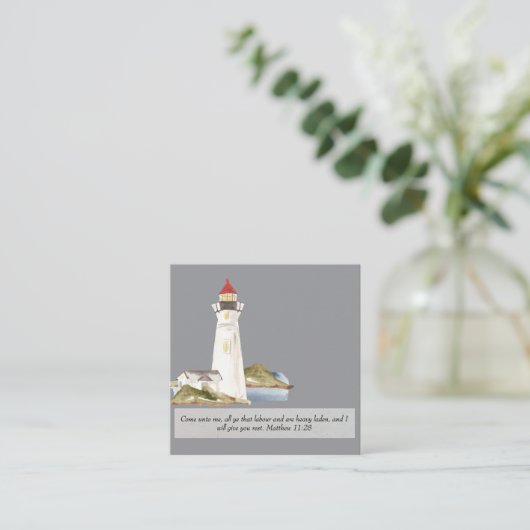 Matthew 11:28 Leuchtturm Quadratische Visitenkarte (Stehend Vorderseite)