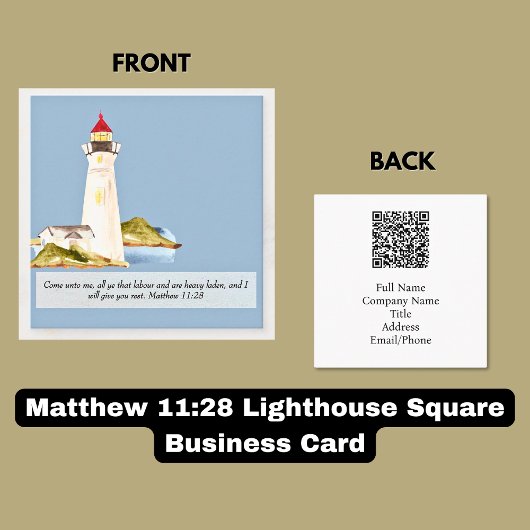 Matthew 11:28 Leuchtturm Quadratische Visitenkarte
