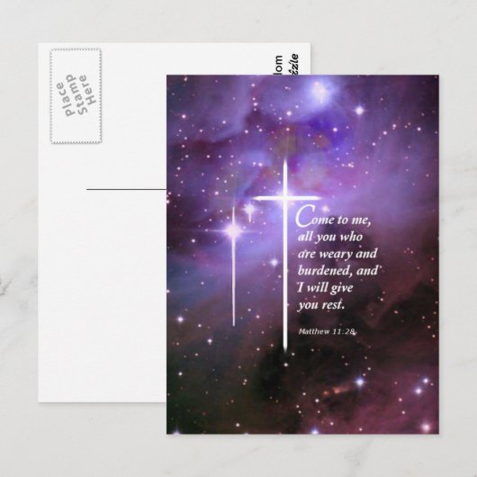 Matthew 11:28 postkarte (Vorne/Hinten)