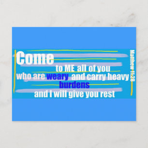 Matthew 11:28 postkarte
