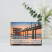 Matthew 11:28 Sunset Pier gut machen Postkarte (Stehend Vorderseite)