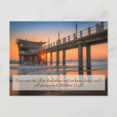 Matthew 11:28 Sunset Pier gut machen Postkarte (Vorderseite)