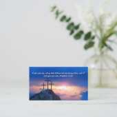 Matthew 11:28 Three Crosses Sunset QR-Code Visitenkarte (Stehend Vorderseite)