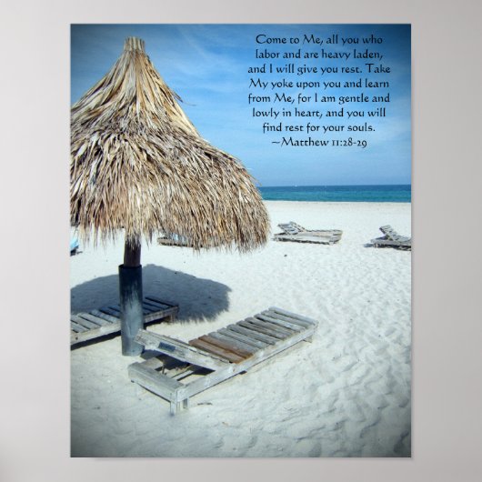 Matthew 11 Beach Landschaftliche Christliche Bibel Poster (Vorne)