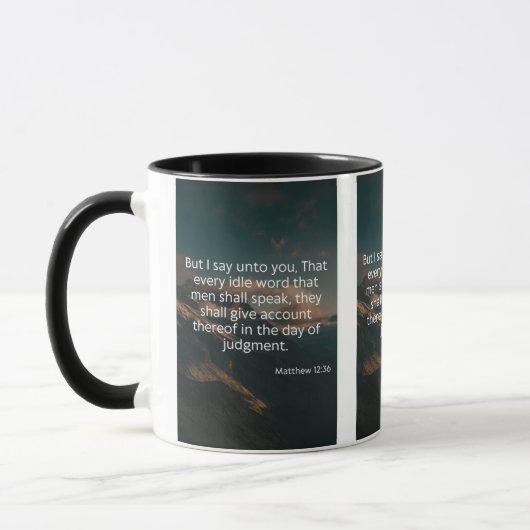 Matthew 12:36 KJV Bible Verse Pic Zwei-Tonen-Tasse Tasse (Links)